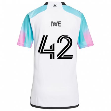 Kandiny Gyermek Emmanuel Iwe #42 Fehér Kék Fekete Idegenbeli Jersey 2024/25 Mez Póló Ing