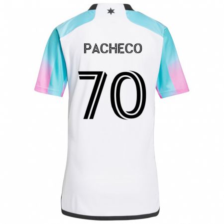 Kandiny Gyermek Diogo Pacheco #70 Fehér Kék Fekete Idegenbeli Jersey 2024/25 Mez Póló Ing