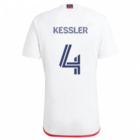 Kandiny Gyermek Henry Kessler #4 Fehér Piros Idegenbeli Jersey 2024/25 Mez Póló Ing