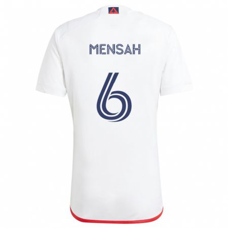 Kandiny Gyermek Jonathan Mensah #6 Fehér Piros Idegenbeli Jersey 2024/25 Mez Póló Ing