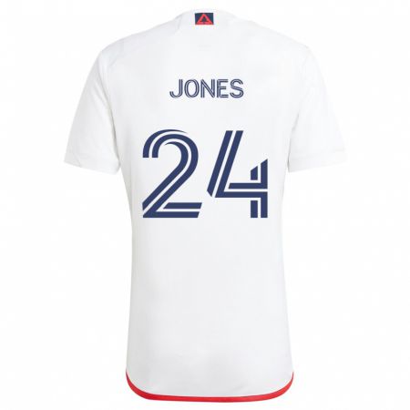 Kandiny Gyermek Dejuan Jones #24 Fehér Piros Idegenbeli Jersey 2024/25 Mez Póló Ing