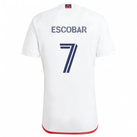 Kandiny Gyermek Olger Escobar #7 Fehér Piros Idegenbeli Jersey 2024/25 Mez Póló Ing