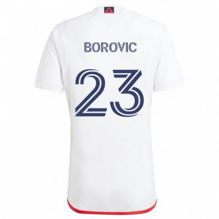 Kandiny Gyermek Luka Borovic #23 Fehér Piros Idegenbeli Jersey 2024/25 Mez Póló Ing