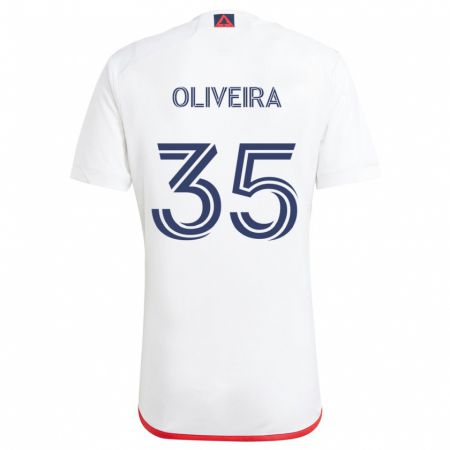 Kandiny Gyermek Cristiano Oliveira #35 Fehér Piros Idegenbeli Jersey 2024/25 Mez Póló Ing