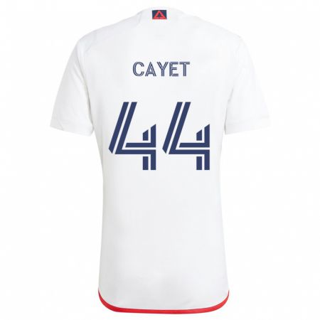 Kandiny Gyermek Pierre Cayet #44 Fehér Piros Idegenbeli Jersey 2024/25 Mez Póló Ing