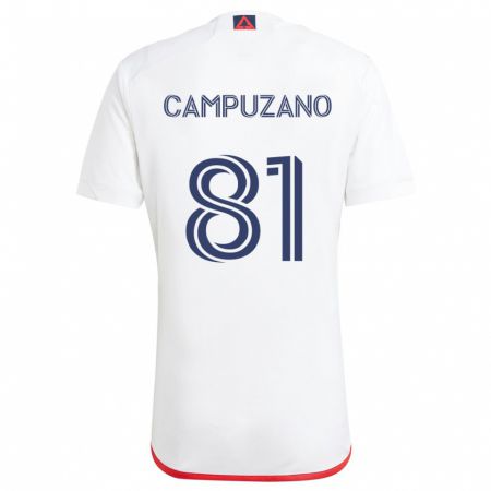 Kandiny Gyermek Nico Campuzano #81 Fehér Piros Idegenbeli Jersey 2024/25 Mez Póló Ing