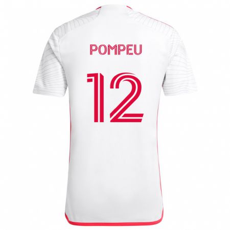 Kandiny Gyermek Célio Pompeu #12 Fehér Piros Idegenbeli Jersey 2024/25 Mez Póló Ing