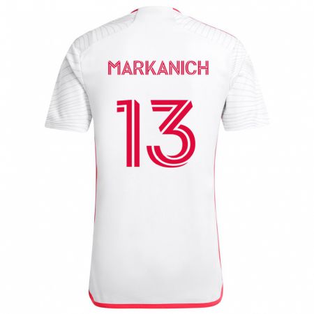 Kandiny Gyermek Anthony Markanich #13 Fehér Piros Idegenbeli Jersey 2024/25 Mez Póló Ing