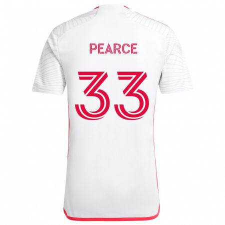 Kandiny Gyermek Tyson Pearce #33 Fehér Piros Idegenbeli Jersey 2024/25 Mez Póló Ing