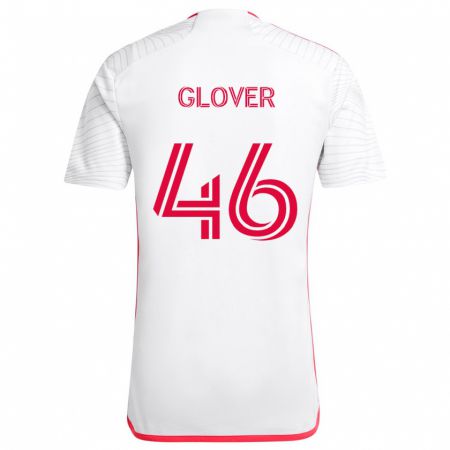 Kandiny Gyermek Caden Glover #46 Fehér Piros Idegenbeli Jersey 2024/25 Mez Póló Ing