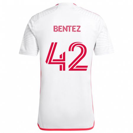 Kandiny Gyermek Óscar Benítez #42 Fehér Piros Idegenbeli Jersey 2024/25 Mez Póló Ing