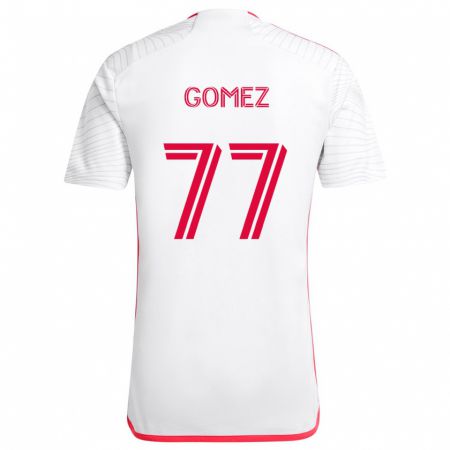 Kandiny Gyermek Sam Gomez #77 Fehér Piros Idegenbeli Jersey 2024/25 Mez Póló Ing