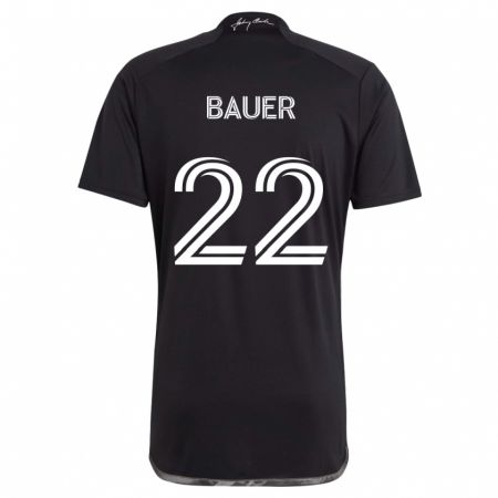 Kandiny Gyermek Josh Bauer #22 Fekete Idegenbeli Jersey 2024/25 Mez Póló Ing