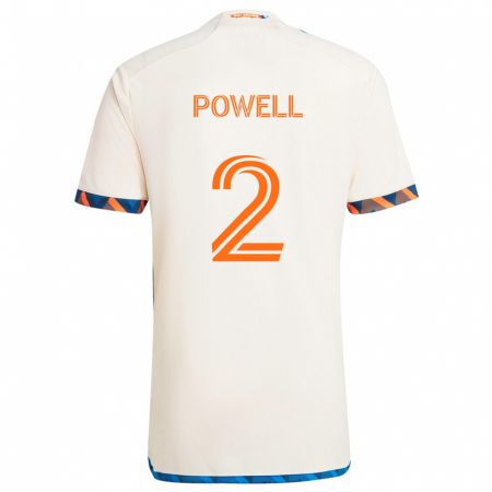 Kandiny Gyermek Alvas Powell #2 Fehér Narancs Idegenbeli Jersey 2024/25 Mez Póló Ing