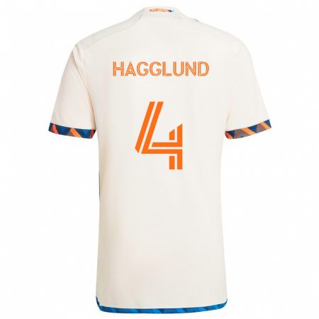 Kandiny Gyermek Nick Hagglund #4 Fehér Narancs Idegenbeli Jersey 2024/25 Mez Póló Ing