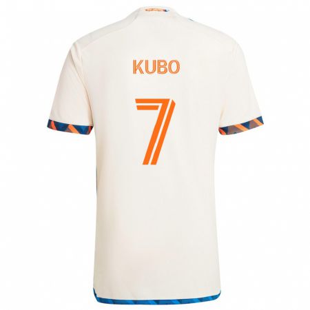 Kandiny Gyermek Yuya Kubo #7 Fehér Narancs Idegenbeli Jersey 2024/25 Mez Póló Ing