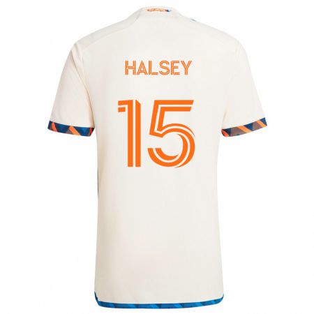 Kandiny Gyermek Bret Halsey #15 Fehér Narancs Idegenbeli Jersey 2024/25 Mez Póló Ing