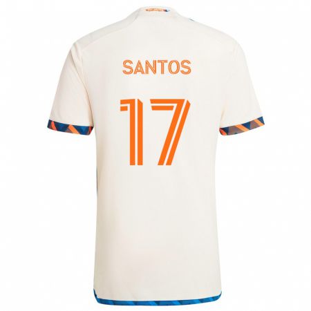 Kandiny Gyermek Sergio Santos #17 Fehér Narancs Idegenbeli Jersey 2024/25 Mez Póló Ing