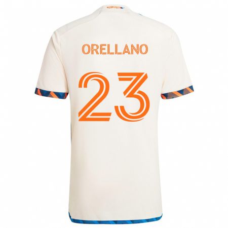 Kandiny Gyermek Luca Orellano #23 Fehér Narancs Idegenbeli Jersey 2024/25 Mez Póló Ing