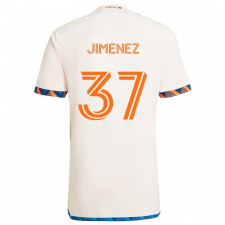 Kandiny Gyermek Stiven Jimenez #37 Fehér Narancs Idegenbeli Jersey 2024/25 Mez Póló Ing