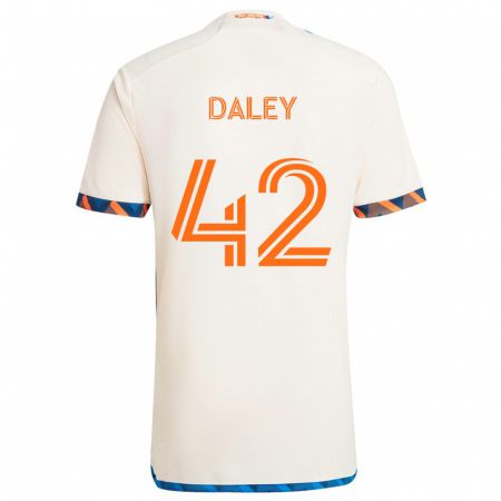 Kandiny Gyermek Amir Daley #42 Fehér Narancs Idegenbeli Jersey 2024/25 Mez Póló Ing