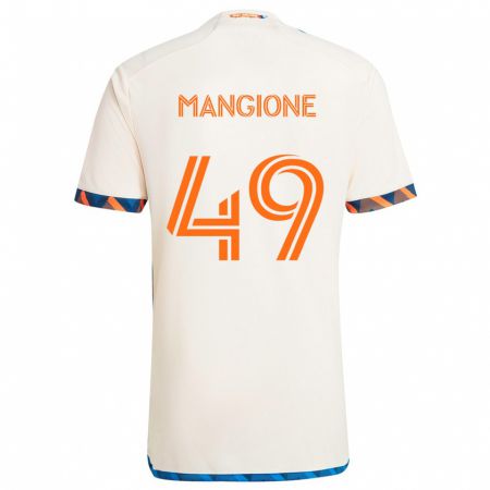 Kandiny Gyermek Peter Mangione #49 Fehér Narancs Idegenbeli Jersey 2024/25 Mez Póló Ing