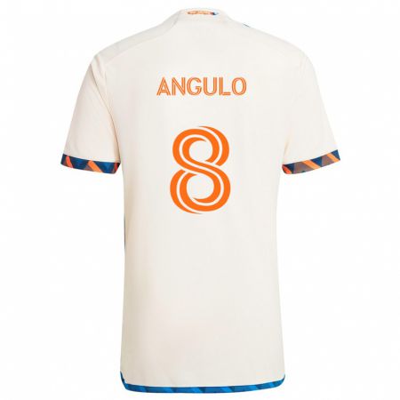 Kandiny Gyermek Marco Angulo #8 Fehér Narancs Idegenbeli Jersey 2024/25 Mez Póló Ing