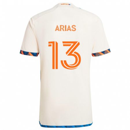 Kandiny Gyermek Santiago Arias #13 Fehér Narancs Idegenbeli Jersey 2024/25 Mez Póló Ing