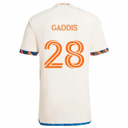 Kandiny Gyermek Raymon Gaddis #28 Fehér Narancs Idegenbeli Jersey 2024/25 Mez Póló Ing