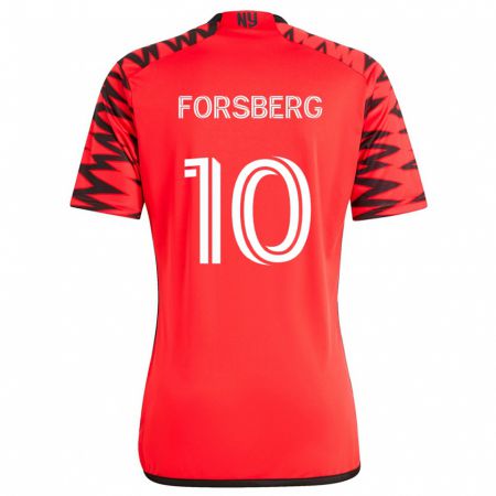 Kandiny Gyermek Emil Forsberg #10 Piros Fekete Fehér Idegenbeli Jersey 2024/25 Mez Póló Ing