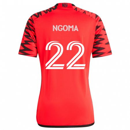 Kandiny Gyermek Serge Ngoma #22 Piros Fekete Fehér Idegenbeli Jersey 2024/25 Mez Póló Ing