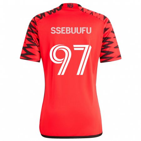 Kandiny Gyermek Frank Ssebuufu #97 Piros Fekete Fehér Idegenbeli Jersey 2024/25 Mez Póló Ing