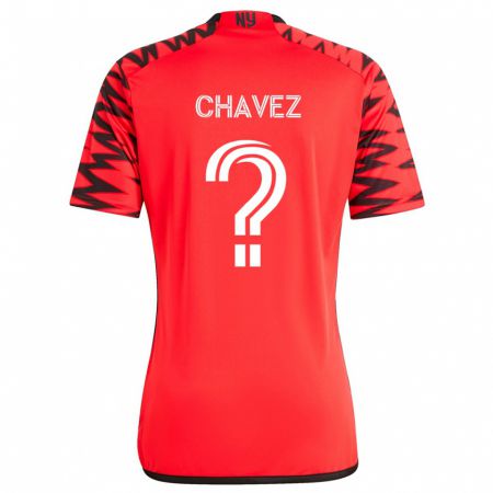 Kandiny Gyermek Sebasthian Chavez #0 Piros Fekete Fehér Idegenbeli Jersey 2024/25 Mez Póló Ing