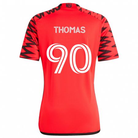 Kandiny Gyermek Oladayo Thomas #90 Piros Fekete Fehér Idegenbeli Jersey 2024/25 Mez Póló Ing