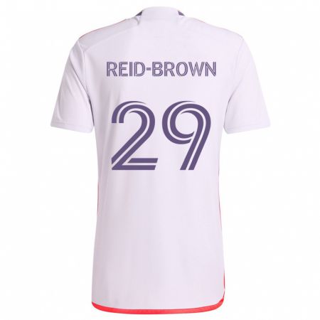 Kandiny Gyermek Tahir Reid-Brown #29 Fehér Piros Lila Idegenbeli Jersey 2024/25 Mez Póló Ing