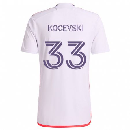 Kandiny Gyermek Jeorgio Kocevski #33 Fehér Piros Lila Idegenbeli Jersey 2024/25 Mez Póló Ing