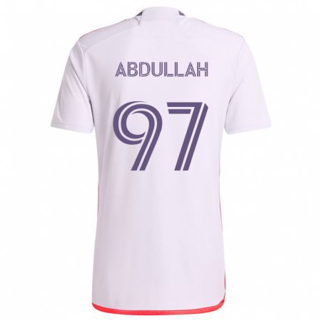 Kandiny Gyermek Majed Abdullah #97 Fehér Piros Lila Idegenbeli Jersey 2024/25 Mez Póló Ing