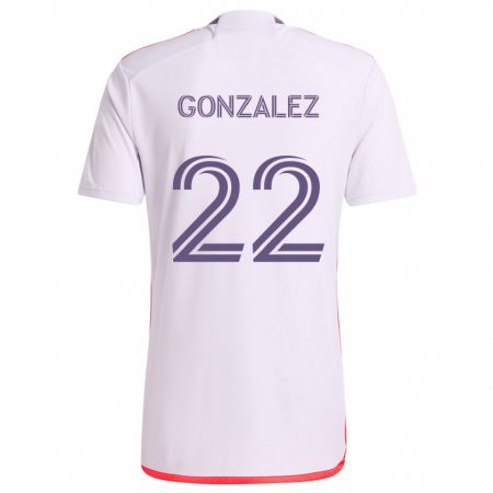 Kandiny Gyermek Gastón González #22 Fehér Piros Lila Idegenbeli Jersey 2024/25 Mez Póló Ing