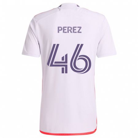 Kandiny Gyermek Franco Pérez #46 Fehér Piros Lila Idegenbeli Jersey 2024/25 Mez Póló Ing