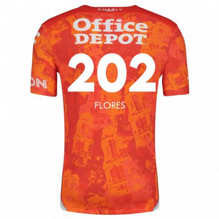 Kandiny Gyermek Luis Flores #202 Narancssárga Fehér Idegenbeli Jersey 2024/25 Mez Póló Ing