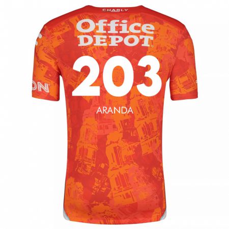 Kandiny Gyermek Juan Aranda #203 Narancssárga Fehér Idegenbeli Jersey 2024/25 Mez Póló Ing