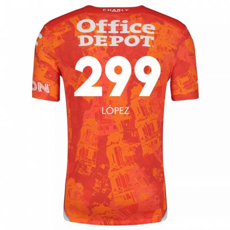 Kandiny Gyermek Santiago López #299 Narancssárga Fehér Idegenbeli Jersey 2024/25 Mez Póló Ing