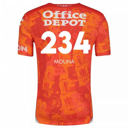 Kandiny Gyermek Yoshimar Molina #234 Narancssárga Fehér Idegenbeli Jersey 2024/25 Mez Póló Ing