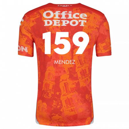 Kandiny Gyermek Daniel Méndez #159 Narancssárga Fehér Idegenbeli Jersey 2024/25 Mez Póló Ing