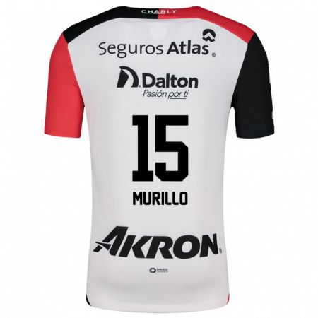 Kandiny Gyermek Jhon Murillo #15 Fehér Piros Fekete Idegenbeli Jersey 2024/25 Mez Póló Ing