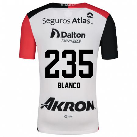 Kandiny Gyermek Luis Blanco #235 Fehér Piros Fekete Idegenbeli Jersey 2024/25 Mez Póló Ing