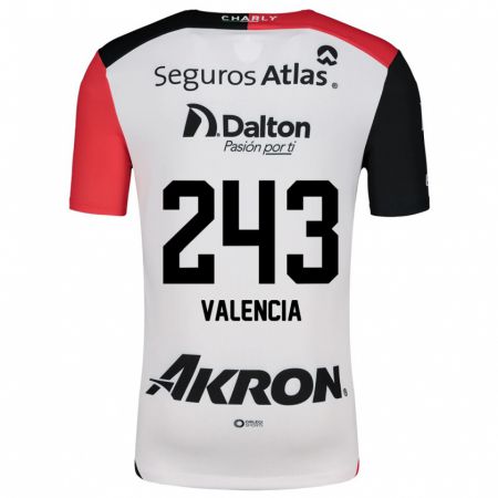 Kandiny Gyermek Luis Valencia #243 Fehér Piros Fekete Idegenbeli Jersey 2024/25 Mez Póló Ing