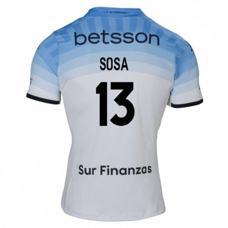 Kandiny Gyermek Santiago Sosa #13 Fehér Kék Fekete Idegenbeli Jersey 2024/25 Mez Póló Ing