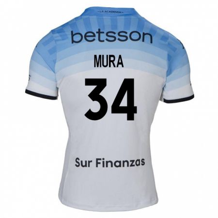 Kandiny Gyermek Facundo Mura #34 Fehér Kék Fekete Idegenbeli Jersey 2024/25 Mez Póló Ing