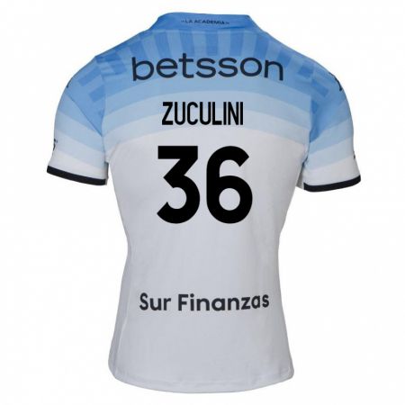 Kandiny Gyermek Bruno Zuculini #36 Fehér Kék Fekete Idegenbeli Jersey 2024/25 Mez Póló Ing